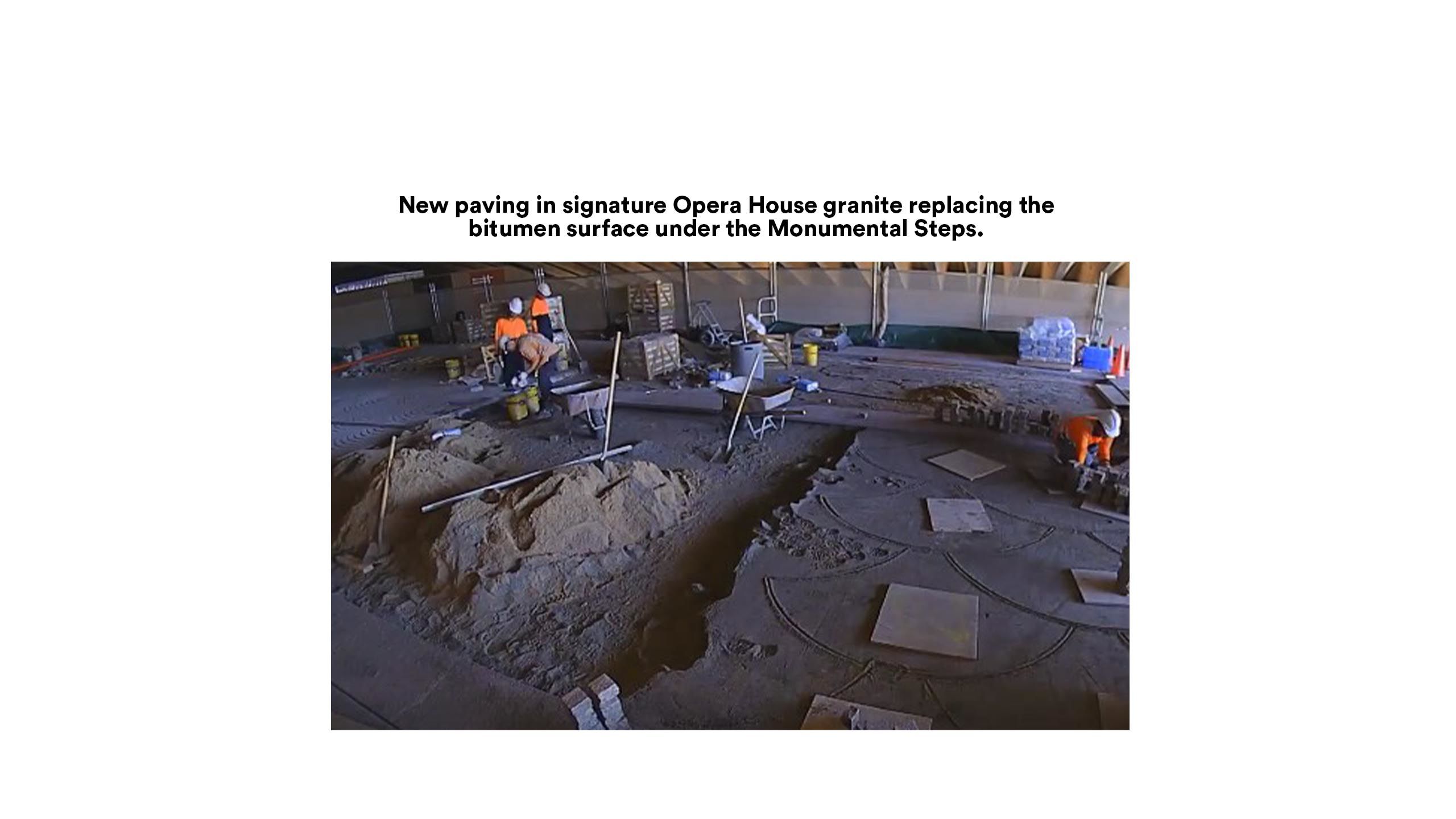 During excavation to build the new lift connecting the Box Office Foyer to the Joan Sutherland Theatre, archaeological remains from the site of Fort Macquarie and Tramcar House were discovered.