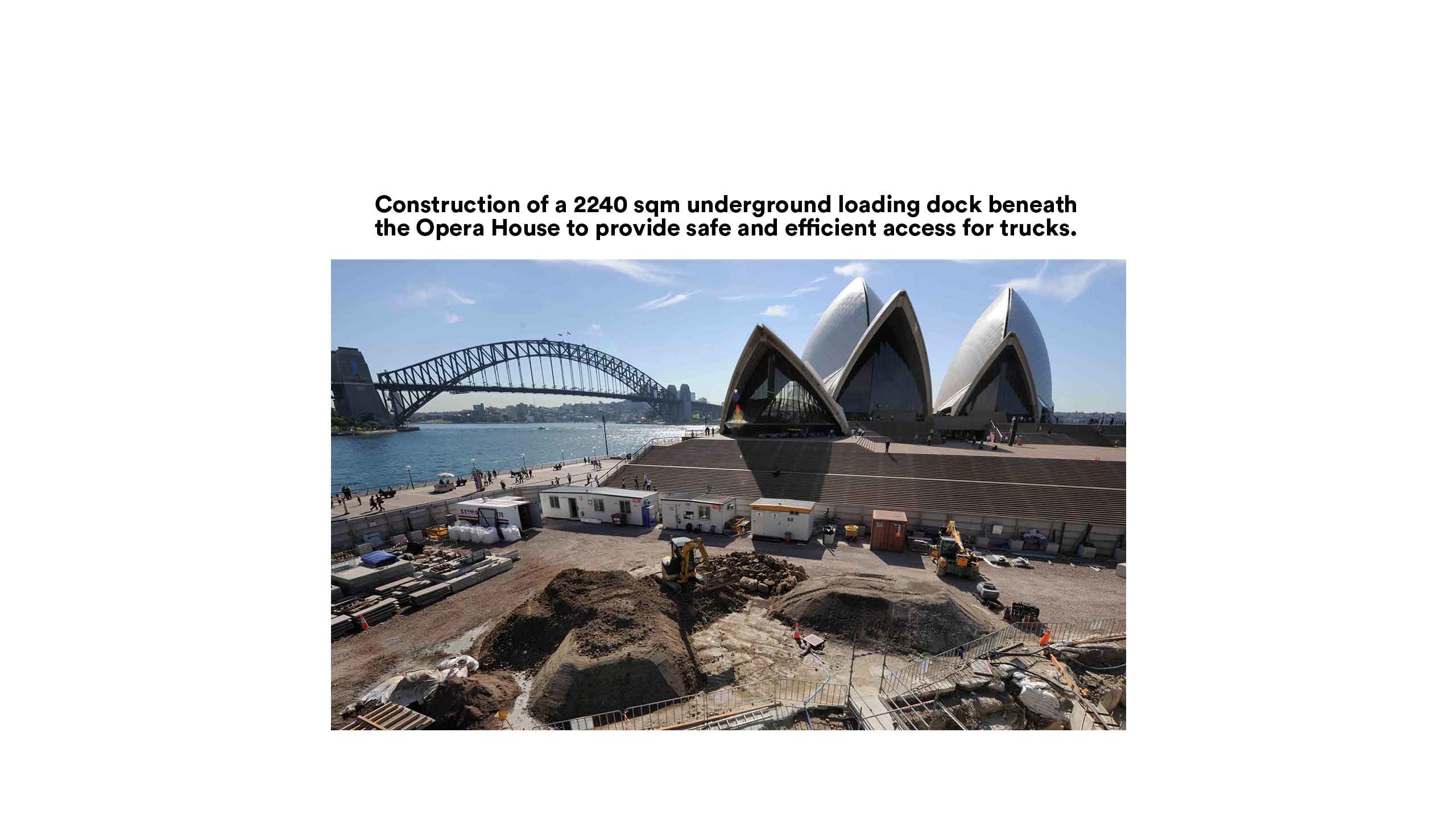 New paving in signature Opera House granite replacing the bitumen surface under the Monumental Steps.