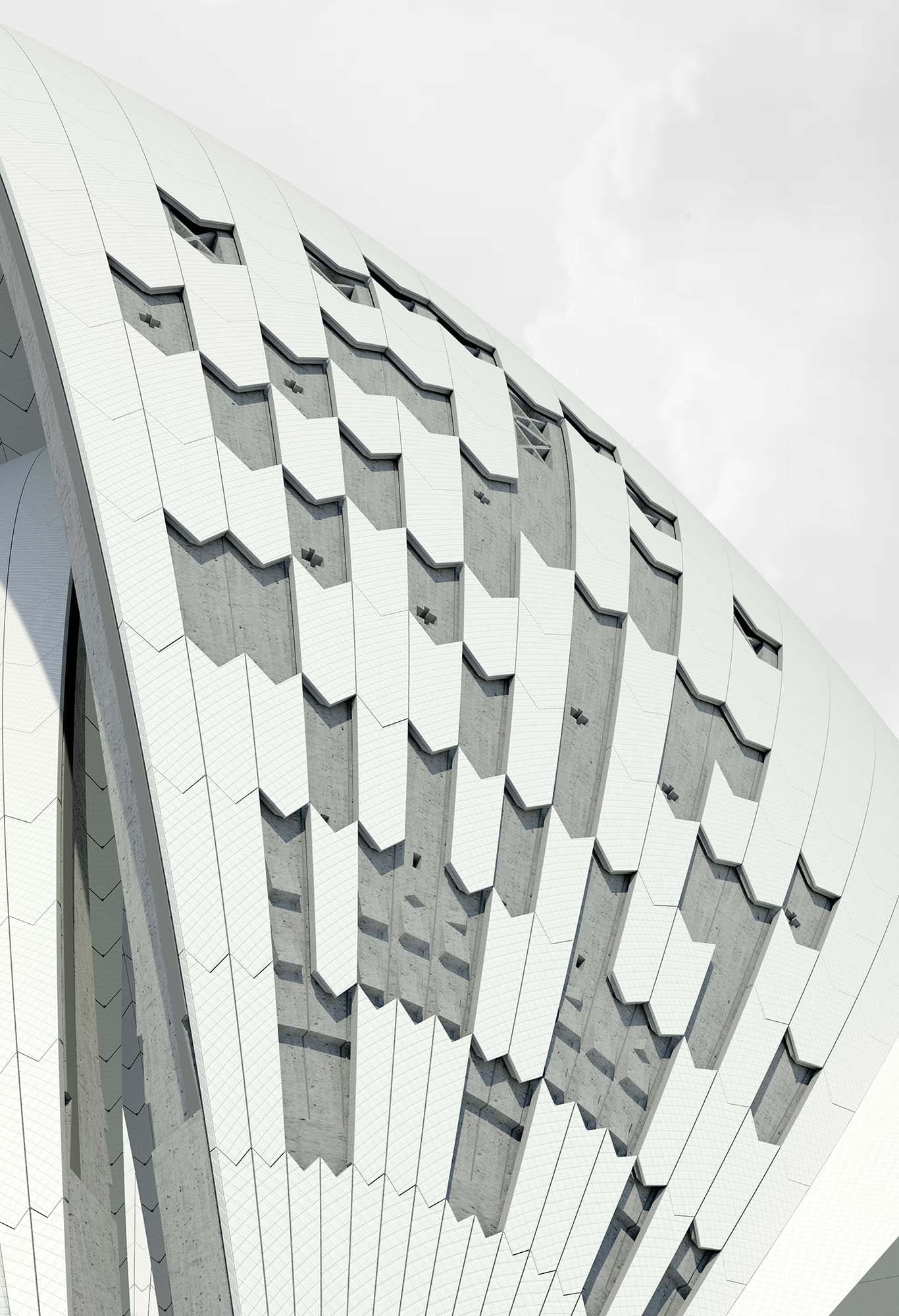 Closer-up digital image of deconstructed sails