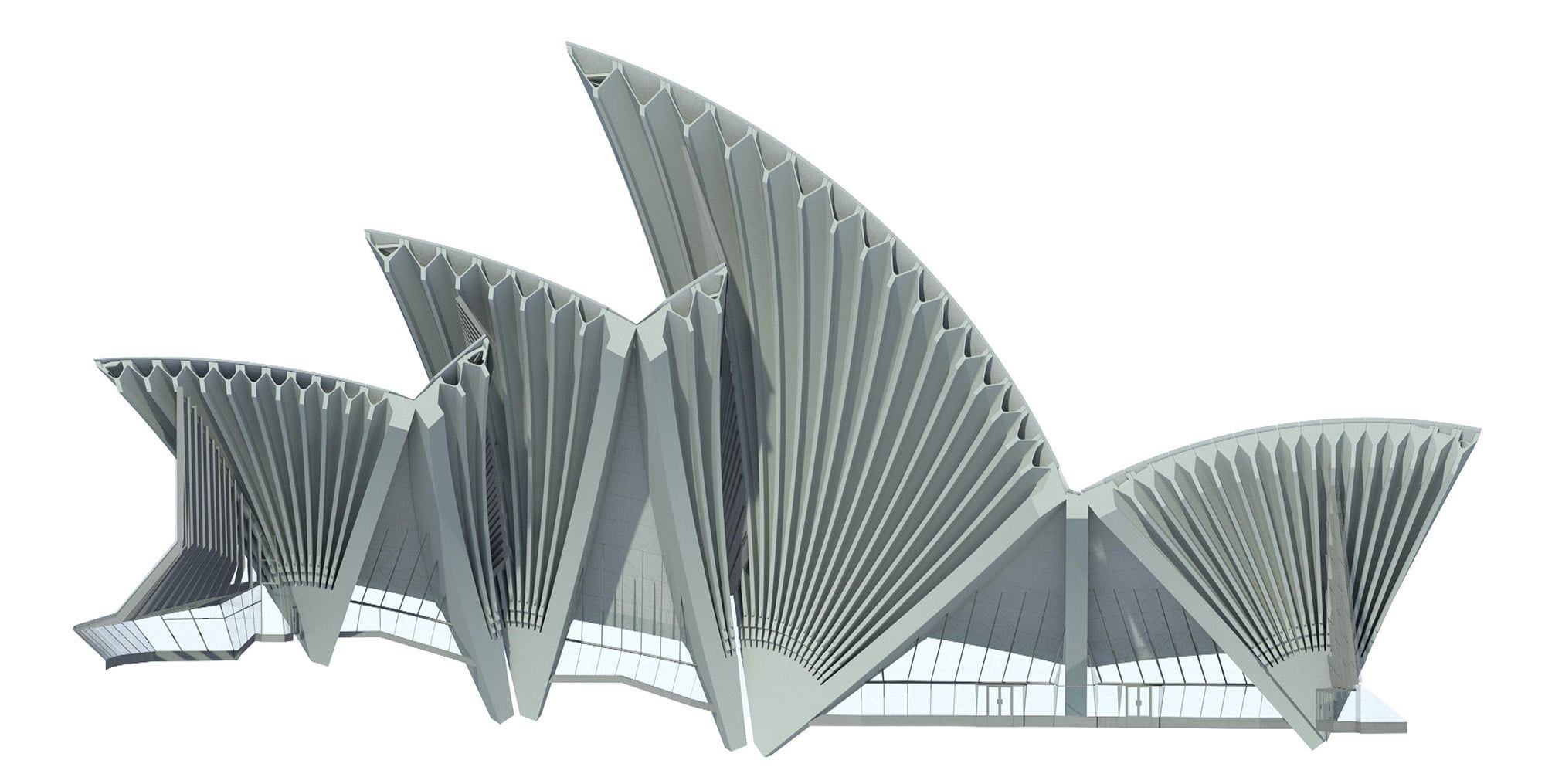Side on shot of the Opera House sails